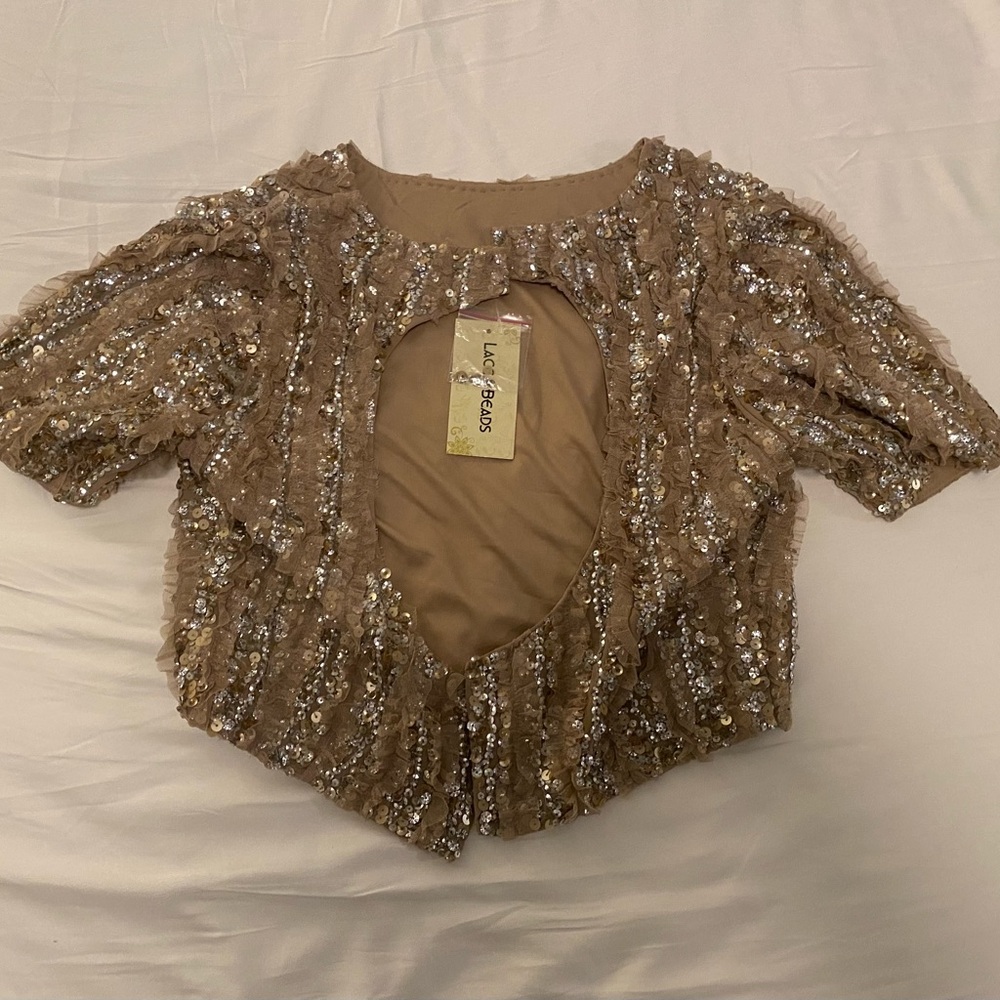 Lace & Beads Sequin Top